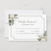 Ivory Rose Sage Green Floral Wedding RSVP Karte (Vorderseite)