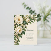 Ivory Roses & Emerald Getting Here RSVP Karte (Stehend Vorderseite)