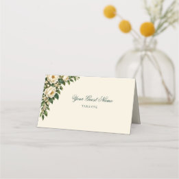 Ivory Roses & Emerald Your Place at Our Wedding Platzkarte