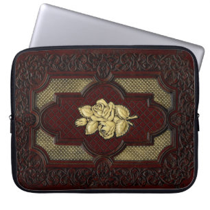 Ivory Roses on Mahogany Leather Laptopschutzhülle