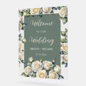 Ivory Roses Wedding Transparent Acrylschild (Winkel)