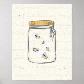 Ivory Rough Sketch Fireflies in Mason Jar Poster (Vorne)