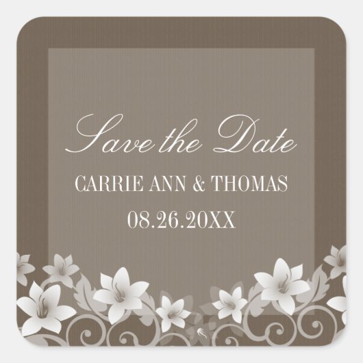 Ivory Rustic Floral Save the Date Stickers (Vorderseite)