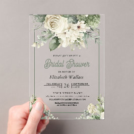 Ivory Sage Green Floral Bridal Shower Acryleinladungen