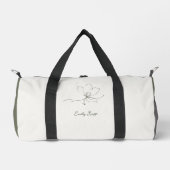 Ivory Sage Green Floral Line Art Minimalist Zen Duffle Bag (Vorderseite)