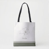 Ivory Sage Green Floral Line Art Minimalist Zen Tasche (Vorderseite)