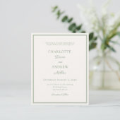 Ivory sage green minimalist wedding invitation (Stehend Vorderseite)