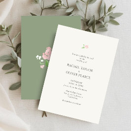 Ivory & Sage Green | Watercolor Floral Wedding  Einladung