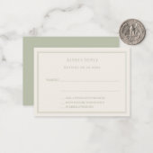 Ivory sage green wedding response RSVP Mitteilungskarte (Vorderseite/Rückseite Beispiel)