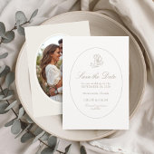 Ivory & Sand | Chic Couple Script Hochzeit Save The Date