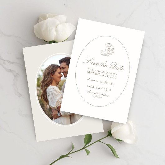 Ivory & Sand | Chic Couple Script Hochzeit Save The Date