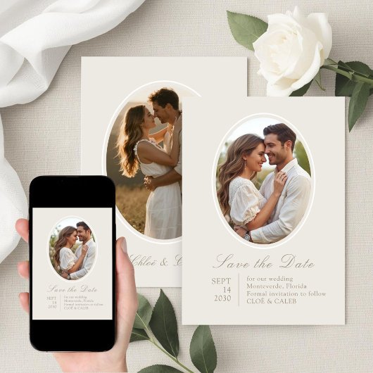 Ivory & Sand | Chic Couple Script Hochzeit Save The Date