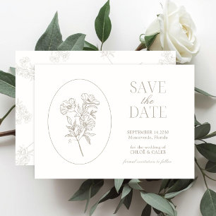 Ivory & Sand   Chic Florale Hochzeitseinladung zum Save The Date