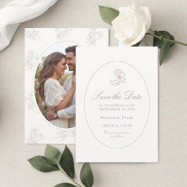 Ivory & Sand | Chic Florales Brautpaar-Script-Hoch Save The Date