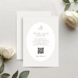 Ivory & Sand | Florale QR-Oval-Antwortkarte RSVP Karte