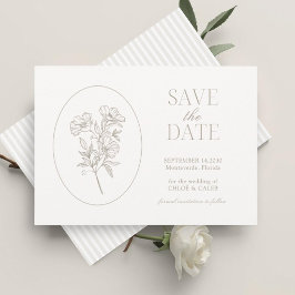 Ivory & Sand | Florale Stripe-Hochzeitseinladung z Save The Date