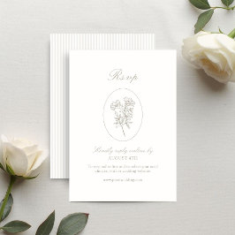 Ivory & Sand | Streifen Blumenhochzeit  RSVP Karte