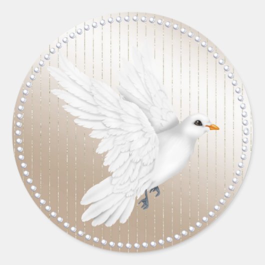 Ivory Satin Pearl and Dove Wedding Sticker (Vorderseite)