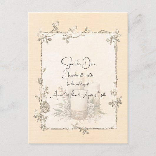 Ivory Shiny Elegant Sparkly Save the Date Postkarte (Vorderseite)