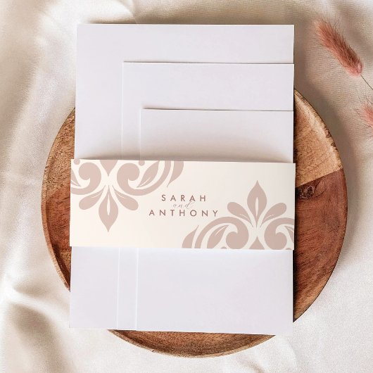 Ivory Sienna Classic Elegante Script Wedding Einladungsbanderole