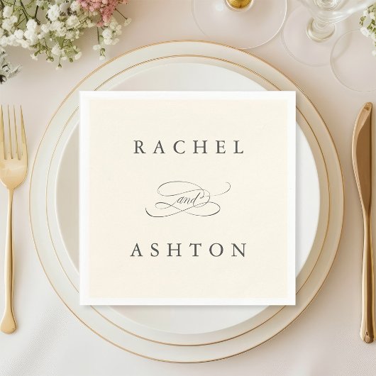 Ivory Simple Elegante Wedding Napkins Serviette