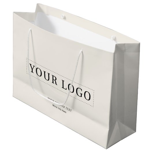 Ivory Simple Minimal Business Logo-Geschenk Große Geschenktüte (Vorderseite Schrägansicht)