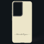 Ivory Simple Minimalistisch Script Individuelle Na Samsung Galaxy Hülle<br><div class="desc">Ein schlichtes, stylisches individuelle Name Typografie Design in einem lässigen Skript-Schriftart in schwarz auf klassisch weißes ecru. Das perfekte Objekt für den Minimalisten. Ein modernes, maßgeschneidertes Geschenk oder Accessoire für jeden Anlass. Debra Valencia, eine visionäre Oberflächenmuster-Künstlerin, Produktdesignerin und Unternehmerin mit Leidenschaft für Weltreisen, Handwerkstraditionen, Pop-Kunst und Mode-Trend, hat ihren eigenen...</div>