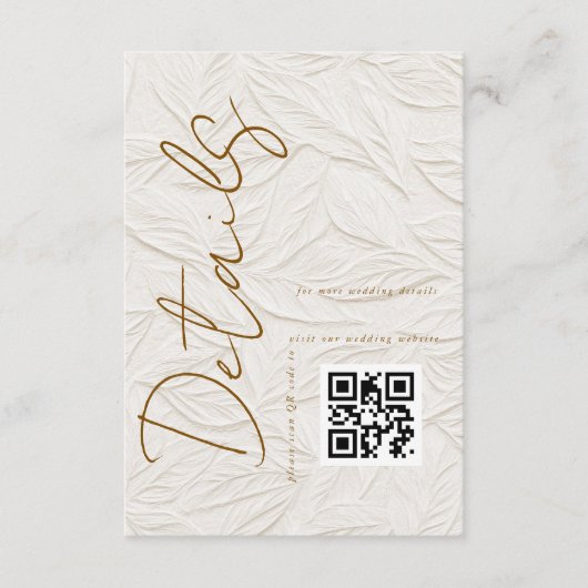 Ivory Simple QR code Wedding Details Begleitkarte (Vorderseite)