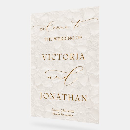 Ivory Simple Wedding Willkommen Acrylschild (Winkel)