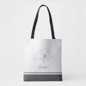 Ivory Slate Gray Floral Line Art Minimalist Zen Tasche (Vorderseite)