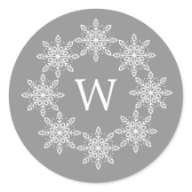 Ivory Snowflake Wreath Holiday Stickers