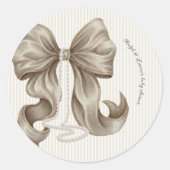Ivory Striped Bow Baby Shower  Runder Aufkleber (Vorderseite)