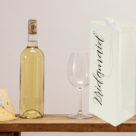 Ivory Stylized Script Wedding Bridesmaid Geschenktüte Für Weinflaschen