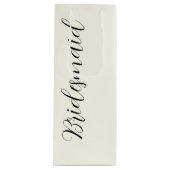 Ivory Stylized Script Wedding Bridesmaid Geschenktüte Für Weinflaschen (Vorderseite)