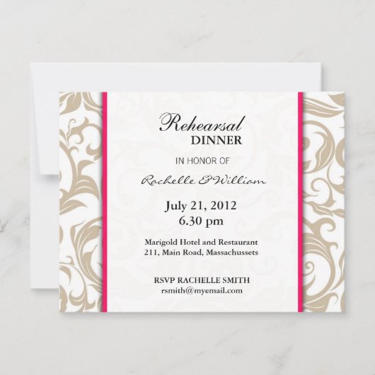 Ivory Swirl Probe Dinner Card Einladung (Vorderseite)