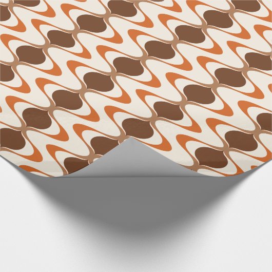 Ivory Tan Brown Burnt Orange Ogee Wave Pattern Geschenkpapier (Ecke)