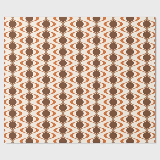 Ivory Tan Brown Burnt Orange Ogee Wave Pattern Geschenkpapier (Flach)