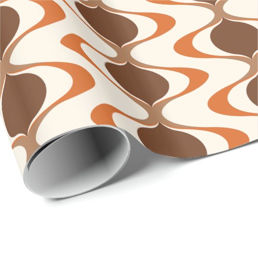 Ivory Tan Brown Burnt Orange Ogee Wave Pattern Geschenkpapier (Rolleneckpunkt)