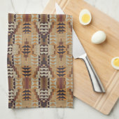 Ivory Taupe Beige Brown Rust Orange Tribal Art Küchentuch (Viertel Falte)