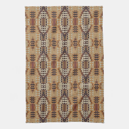 Ivory Taupe Beige Brown Rust Orange Tribal Art Küchentuch (Vertikal)