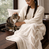 Ivory Taupe Braid Sherpa Blanket Sherpadecke