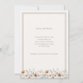 Ivory taupe monogram floral wreath wedding save the date (Rückseite)