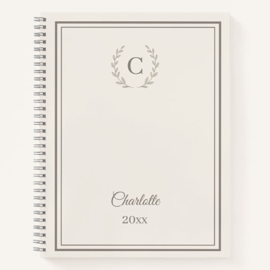 Ivory taupe Monogram Personalized Quiet Luxury Notizblock (Vorderseite)