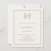 Ivory taupe monogram wreath birthday invitation (Vorderseite)