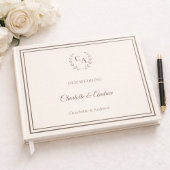 Ivory taupe monogrammed wreath wedding gästebuch