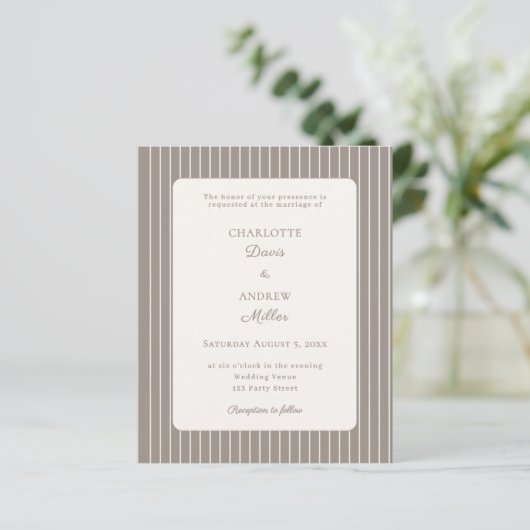 Ivory Taupe Neutral Pinstriped Wedding (Stehend Vorderseite)