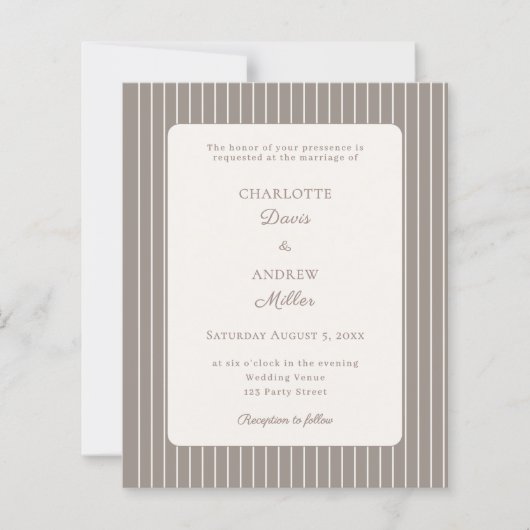 Ivory Taupe Neutral Pinstriped Wedding  (Vorderseite)