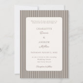 Ivory Taupe Neutral Pinstriped Wedding Einladung (Vorderseite)