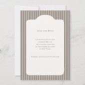 Ivory Taupe Neutral Pinstriped Wedding  Save The Date (Rückseite)