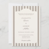 Ivory Taupe Neutral Striped Wedding  Einladung (Vorderseite)